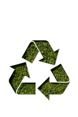 recycle symbol on grass