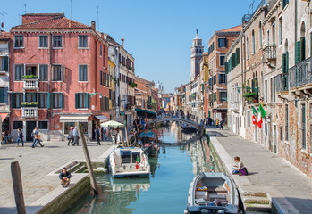 Naklejka premium Venice - Fondamenta Giardini street and Campo san Barnaba