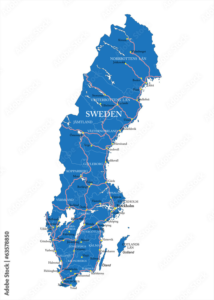 Canvas Prints sweden map