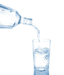 Pour into a glass isolated on a white background.