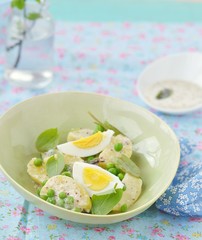 spring potato salad with sorrel and eggs