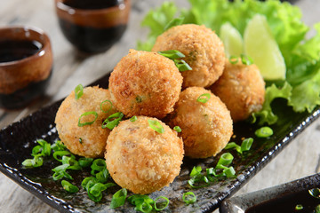 Crispy salmon balls