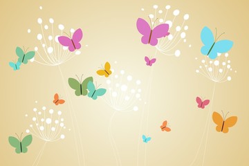 Feminine design of dandelions and butterflies