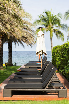 Beach chairs near the sea
