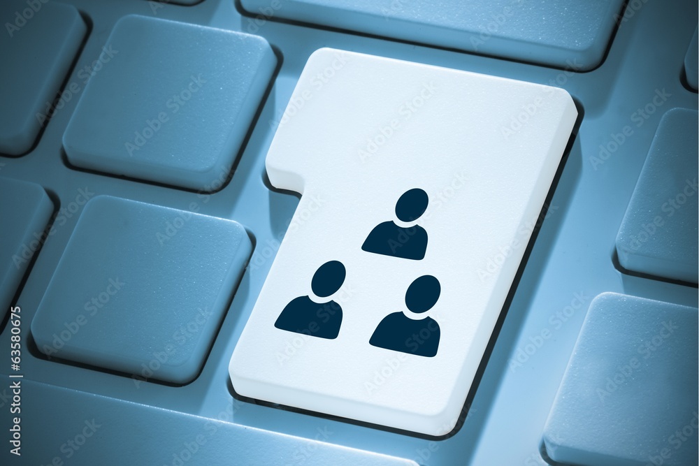 Poster composite image of human figures on enter key