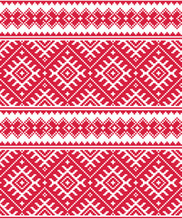 Ukrainian red seamless folk emboidery pattern or print