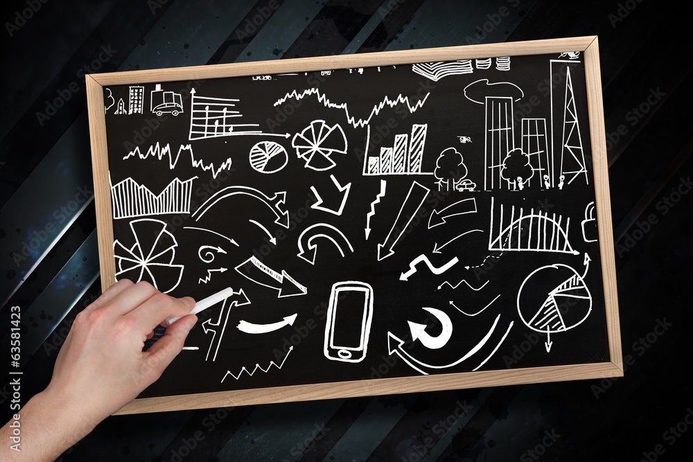 Poster composite image of hand drawing brainstorm with chalk