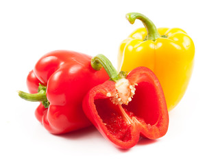 Fresh colored capsicum isolated on white background
