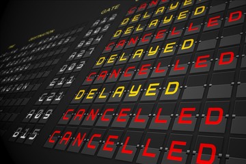 Departures list on black mechanical board