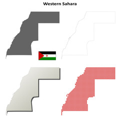 Blank detailed contour maps of Western Sahara