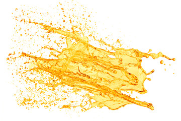 orange juice splash, isolated on white background