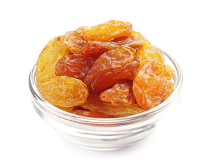 Raisins in a glass bowl