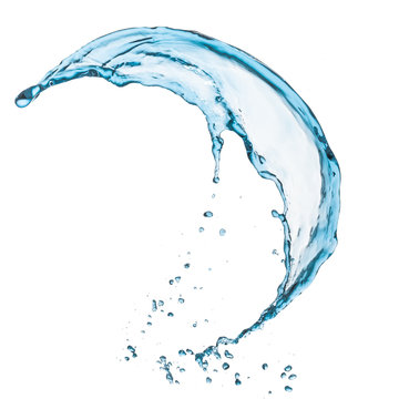 blue water splash isolated on white background