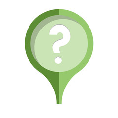 the flat green pin with question mark
