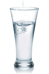 water splashing from glass isolated on white background