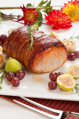 Bacon-wrapped Pork Loin with Fruits