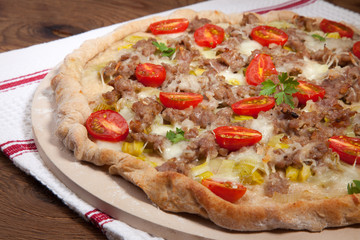 Leek and Meat Pizza