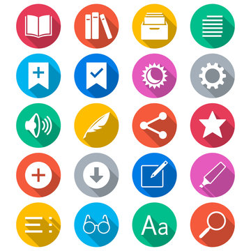 E-book reader flat color icons