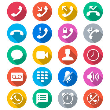 Telephone flat color icons