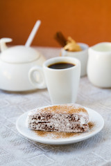 Chocolate cake and coffee