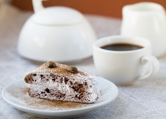 Chocolate cake and coffee
