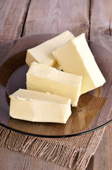 Butter on glass plate