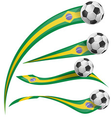 Naklejka premium brazil flag set with soccer ball
