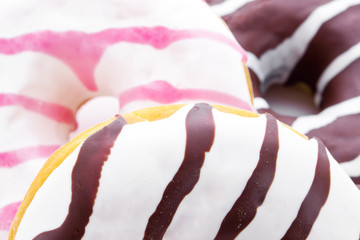 Several tasty doughnuts close up