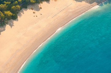 View from parachute on the sandy beach