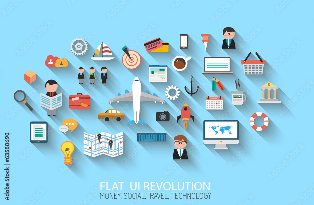 Poster flat style ui icons to use for your business projec