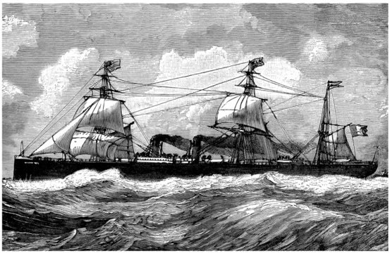 Ocean Liner (Transatlantic Cie) - Paquebot - 19th century