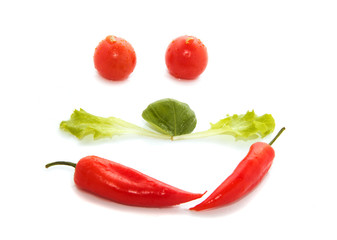 face drawn from vegetables