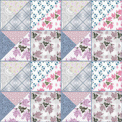Patchwork seamless floral pattern background