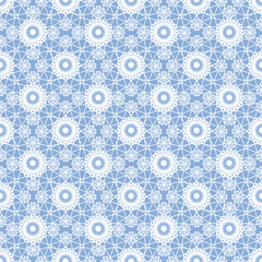 Floral white lacy seamless pattern on blue