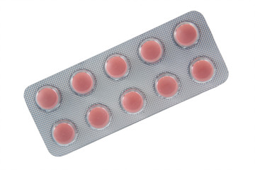 Medicine blister pack of brown tablet