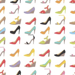 Seamless lady's shoes colorful pattern.