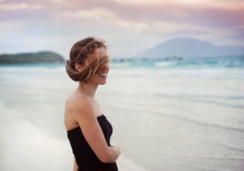 Woman relaxing at the beach.