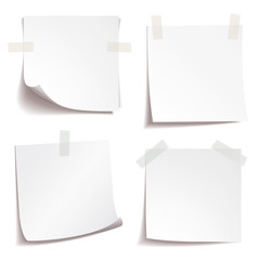 White note paper on white background