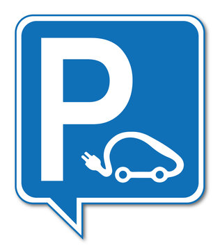 Logo parking v&eacute;hicules &eacute;lectriques.