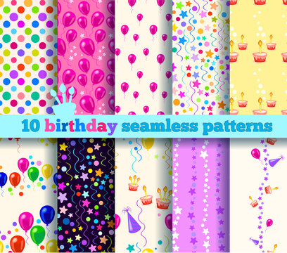 ten birthday seamless pattern. EPS10