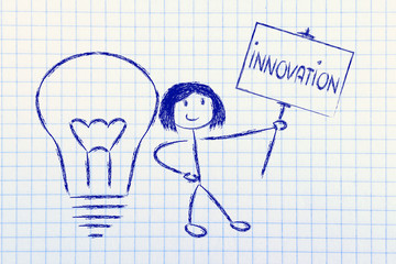 girl with ideas and knowledge promoting innovation