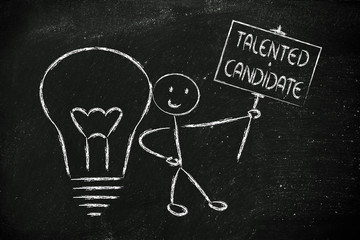 man with ideas and knowledge: talented candidate
