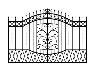 Forged gate isolated on white background.