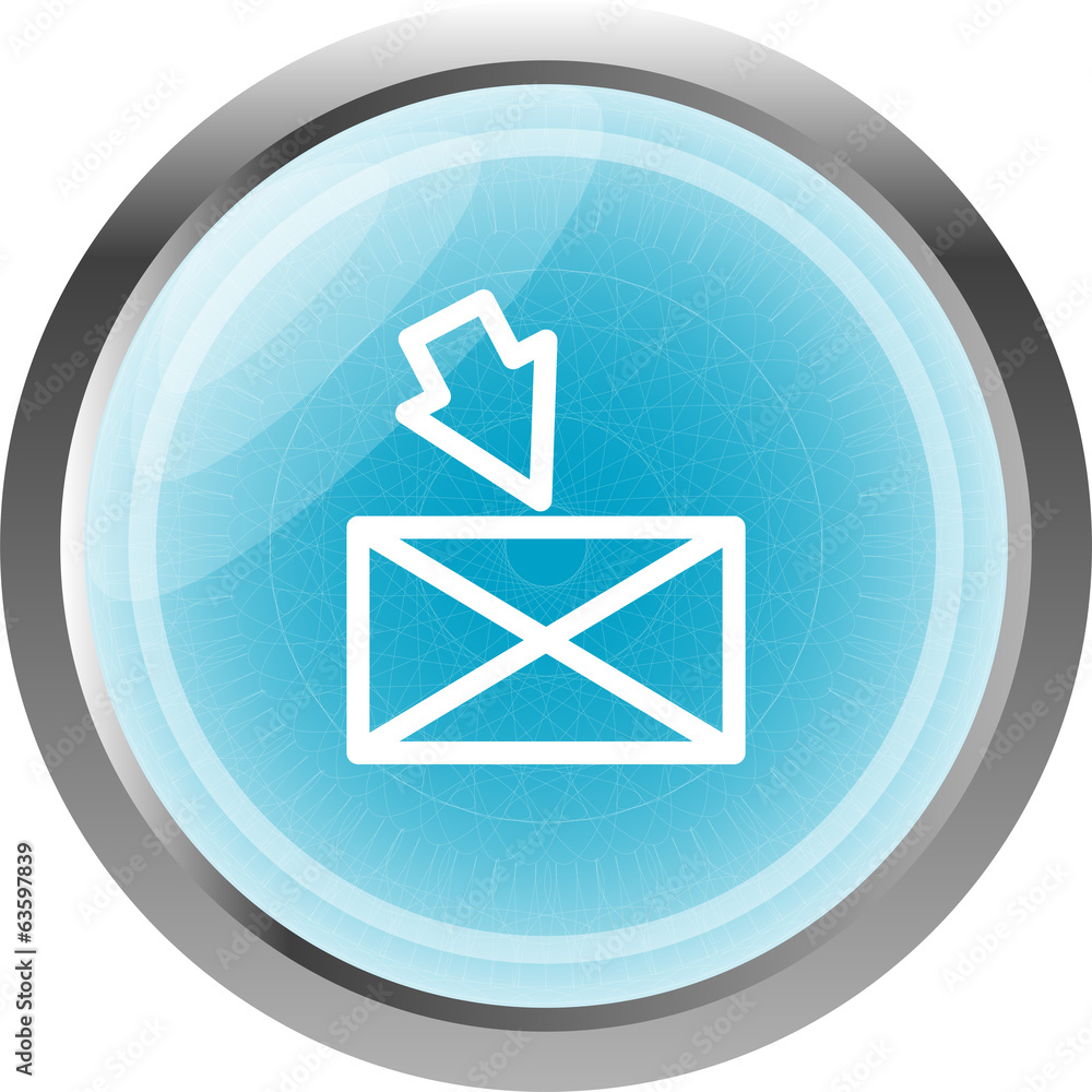 Poster mail envelope icon web button with map isolated on white