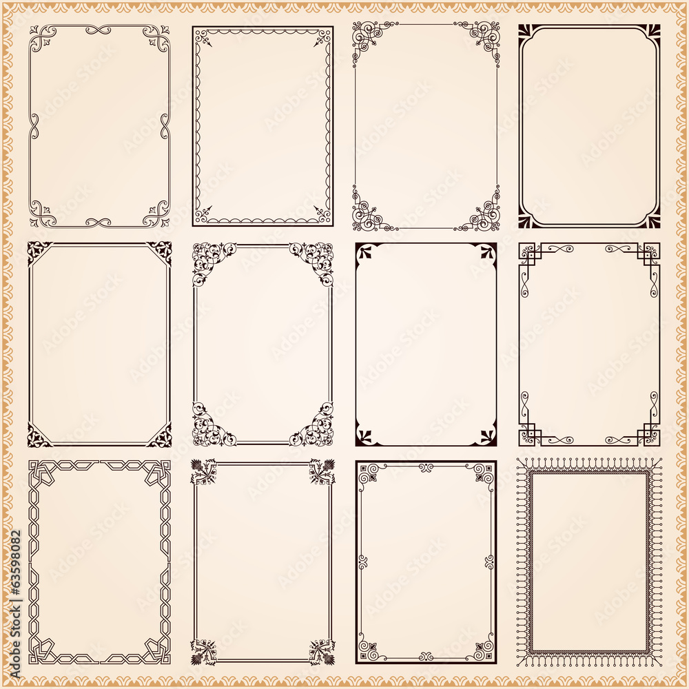 Canvas Prints decorative frames and borders set vector