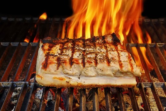 Grilled Pork Striploin and BBQ Flames,  XXXL
