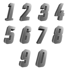 Number from 0 to 9 over white background