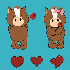 horse baby cartoon cute rose valentine