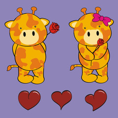 giraffe baby cartoon cute rose
