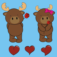 reindeer cartoon cute valentine pack in vector format 